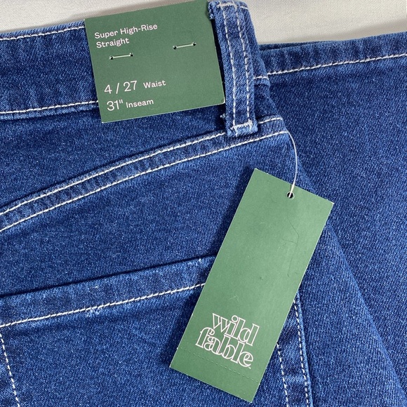 Wild Fable super high rise straight dark blue denim casual weekend streetwear 4 - Picture 5 of 8